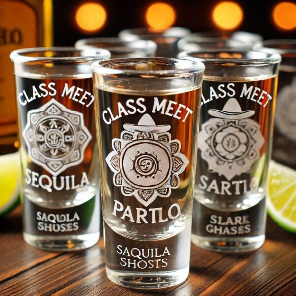 Celebrate in Style with Custom Deep Engraved Class Meet Party Tequila Shot Glasses deep engraving your name, logo, photo, monogram, love symbol your Tequila Shot glass deep engraving