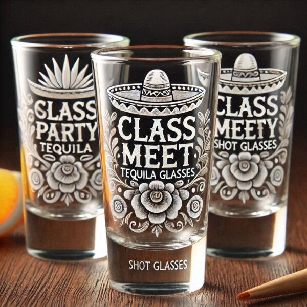 Celebrate in Style with Custom Deep Engraved Class Meet Party Tequila Shot Glasses deep engraving your name, logo, photo, monogram, love symbol your Tequila Shot glass deep engraving