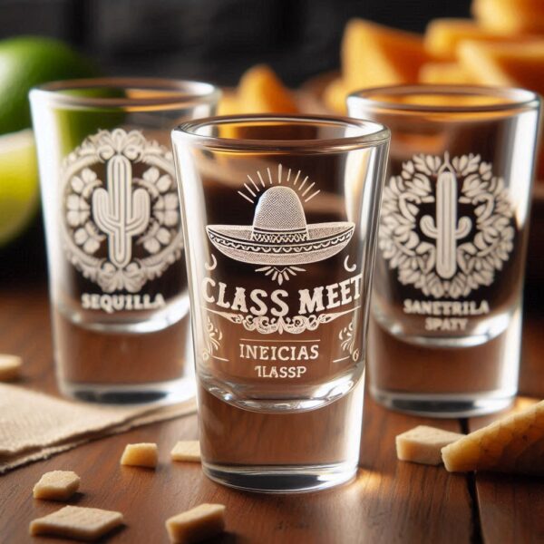 Celebrate in Style with Custom Deep Engraved Class Meet Party Tequila Shot Glasses deep engraving your name, logo, photo, monogram, love symbol your Tequila Shot glass deep engraving