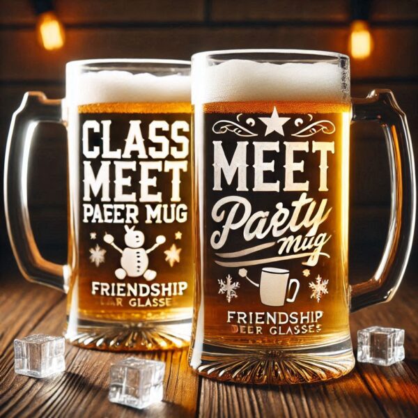 Celebrate in Style with Custom Deep Engraved Class Meet Party beer mug Glasses deep engraving your name, logo, photo, monogram, love symbol your beer mug glass deep engraving