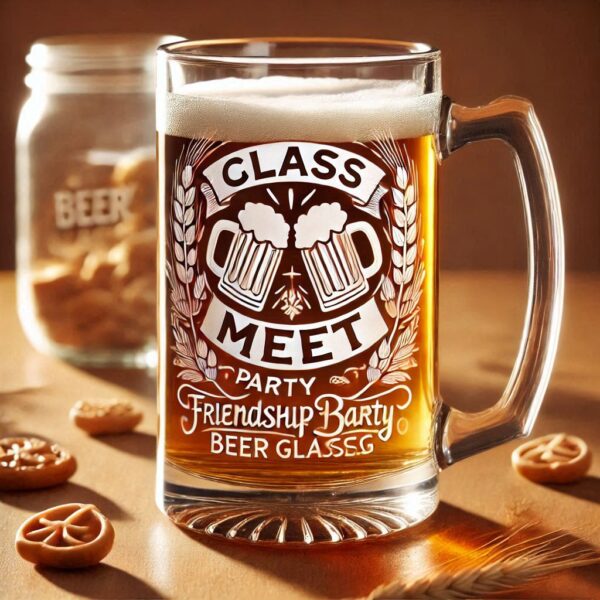 Celebrate in Style with Custom Deep Engraved Class Meet Party beer mug Glasses deep engraving your name, logo, photo, monogram, love symbol your beer mug glass deep engraving