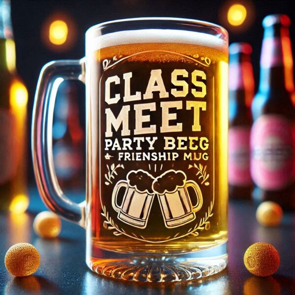 Celebrate in Style with Custom Deep Engraved Class Meet Party beer mug Glasses deep engraving your name, logo, photo, monogram, love symbol your beer mug glass deep engraving