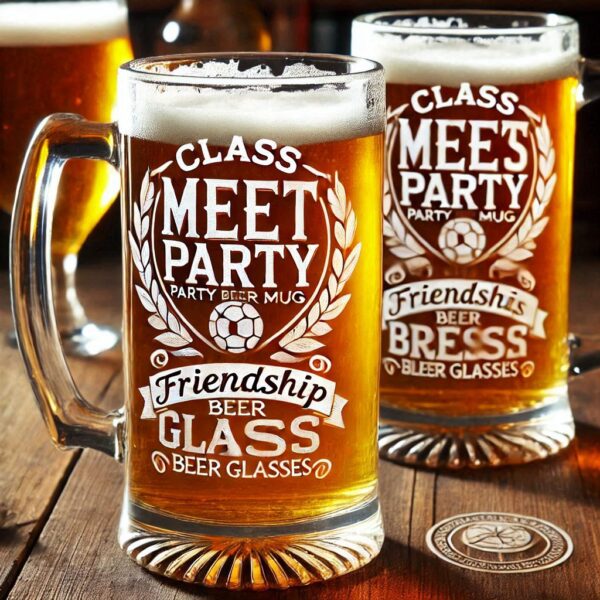 Celebrate in Style with Custom Deep Engraved Class Meet Party beer mug Glasses deep engraving your name, logo, photo, monogram, love symbol your beer mug glass deep engraving