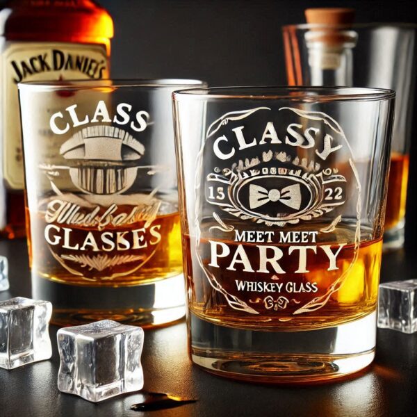 Celebrate in Style with Custom Deep Engraved Class Meet Party whiskey Glasses deep engraving your name, logo, photo, monogram, love symbol your whiskey glass deep engraving