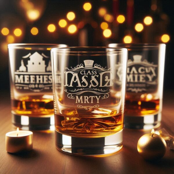 Celebrate in Style with Custom Deep Engraved Class Meet Party whiskey Glasses deep engraving your name, logo, photo, monogram, love symbol your whiskey glass deep engraving