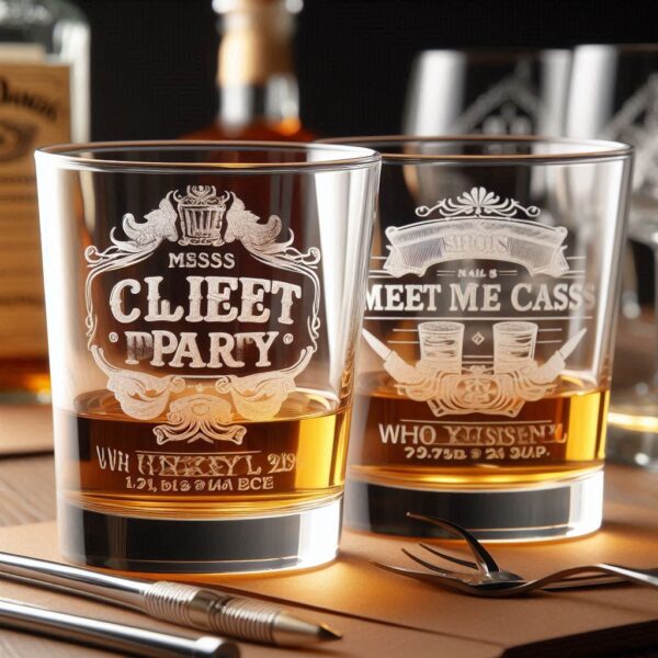 Celebrate in Style with Custom Deep Engraved Class Meet Party whiskey Glasses deep engraving your name, logo, photo, monogram, love symbol your whiskey glass deep engraving