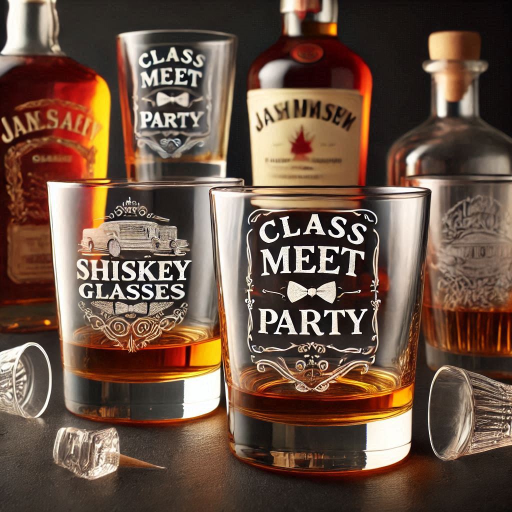 Celebrate in Style with Custom Deep Engraved Class Meet Party whiskey Glasses deep engraving your name, logo, photo, monogram, love symbol your whiskey glass deep engraving