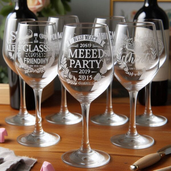 Celebrate in Style with Custom Deep Engraved Class Meet Party wine Glasses deep engraving your name, logo, photo, monogram, love symbol your wine glass deep engraving