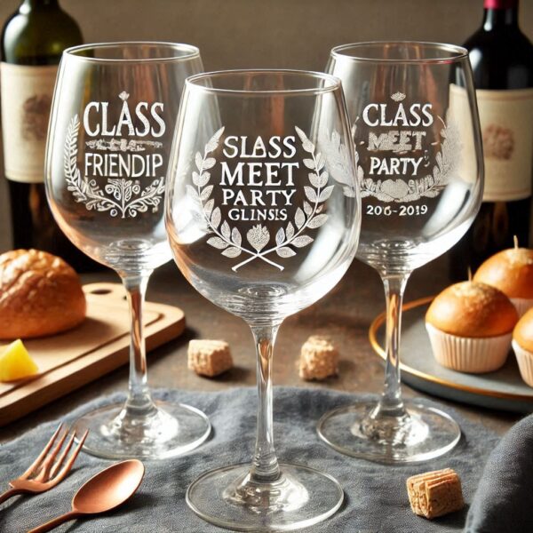 Celebrate in Style with Custom Deep Engraved Class Meet Party wine Glasses deep engraving your name, logo, photo, monogram, love symbol your wine glass deep engraving