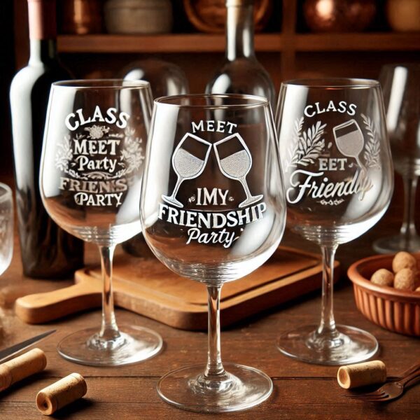 Celebrate in Style with Custom Deep Engraved Class Meet Party wine Glasses deep engraving your name, logo, photo, monogram, love symbol your wine glass deep engraving