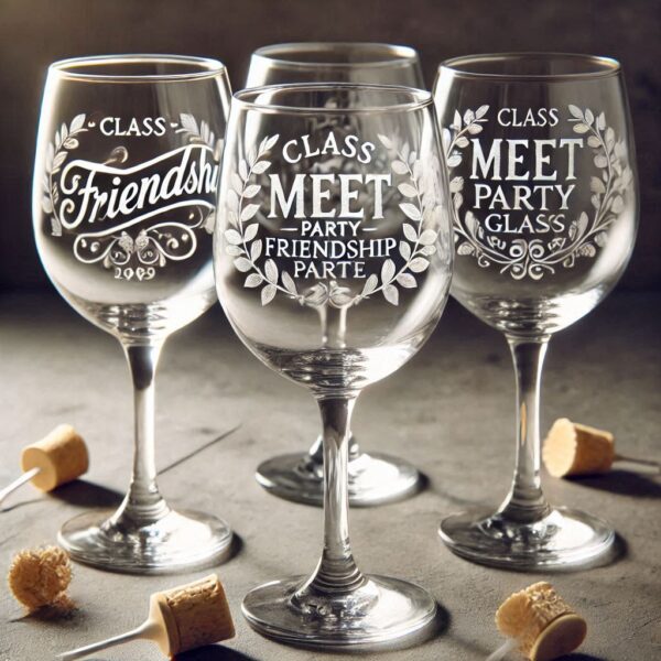 Celebrate in Style with Custom Deep Engraved Class Meet Party wine Glasses deep engraving your name, logo, photo, monogram, love symbol your wine glass deep engraving