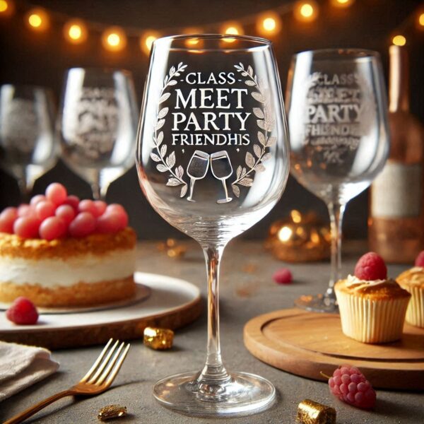 Celebrate in Style with Custom Deep Engraved Class Meet Party wine Glasses deep engraving your name, logo, photo, monogram, love symbol your wine glass deep engraving