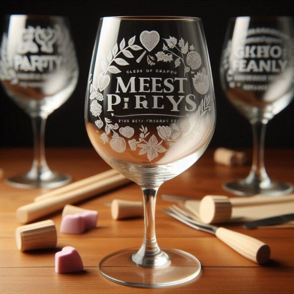 Celebrate in Style with Custom Deep Engraved Class Meet Party wine Glasses deep engraving your name, logo, photo, monogram, love symbol your wine glass deep engraving