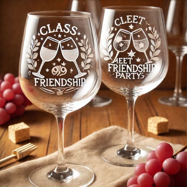 Celebrate in Style with Custom Deep Engraved Class Meet Party wine Glasses deep engraving your name, logo, photo, monogram, love symbol your wine glass deep engraving