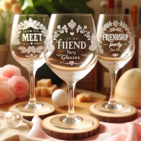 Celebrate in Style with Custom Deep Engraved Class Meet Party wine Glasses deep engraving your name, logo, photo, monogram, love symbol your wine glass deep engraving