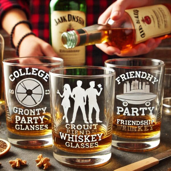 Personalized Deep Engraved College Group Party whiskey Bar Glasses - Custom Glassware for Friends gift whiskey glass deep engraved name, logo, photo, monogram, love symbol deep engraving your whiskey glass