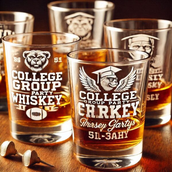 Personalized Deep Engraved College Group Party whiskey Bar Glasses - Custom Glassware for Friends gift whiskey glass deep engraved name, logo, photo, monogram, love symbol deep engraving your whiskey glass