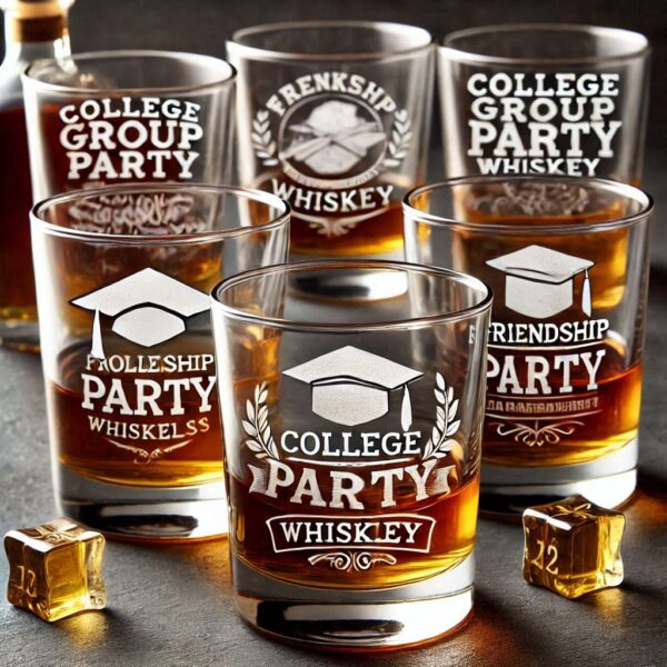 Personalized Deep Engraved College Group Party whiskey Bar Glasses - Custom Glassware for Friends gift whiskey glass deep engraved name, logo, photo, monogram, love symbol deep engraving your whiskey glass