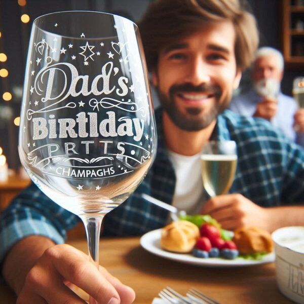 Personalized Deep Engraved Dad's Birthday Party wine Bar Glasses - Custom Gift for Dad