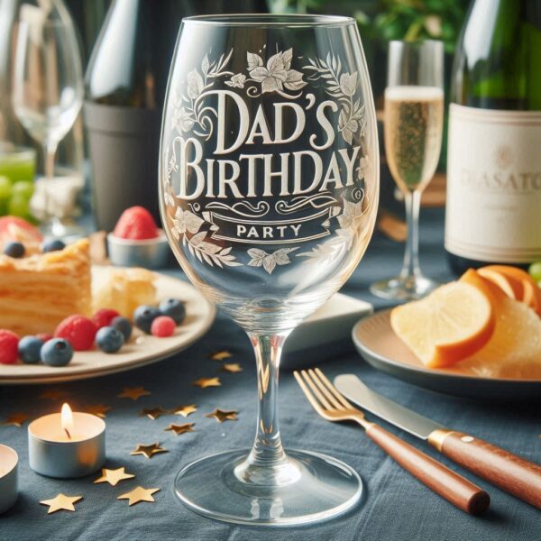 Personalized Deep Engraved Dad's Birthday Party wine Bar Glasses - Custom Gift for Dad