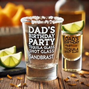 Personalized Deep Engraved Dad's Birthday Party Tequila Shot Glasses - Custom Gift for Dad