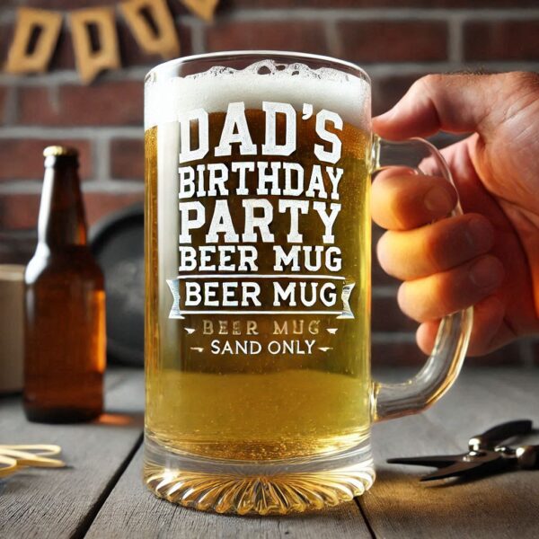 Personalized Deep Engraved Dad's Birthday Party beer mug Glasses - Custom Gift for Dad