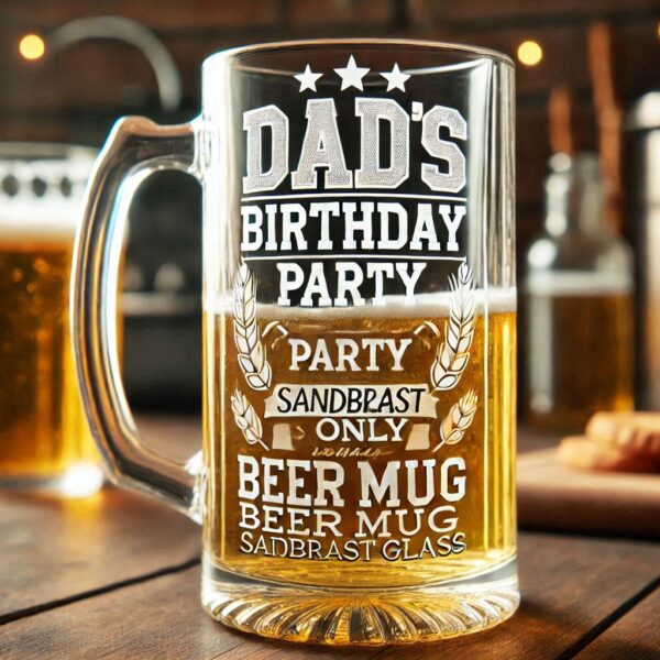 Personalized Deep Engraved Dad's Birthday Party beer mug Glasses - Custom Gift for Dad