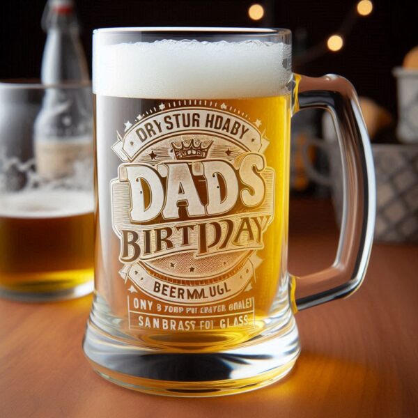 Personalized Deep Engraved Dad's Birthday Party beer mug Glasses - Custom Gift for Dad