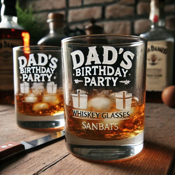 Personalized Deep Engraved Dad's Birthday Party whiskey Bar Glasses - Custom Gift for Dad name, logo, photo, monogram deep engraving whiskey glass