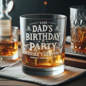 Personalized Deep Engraved Dad's Birthday Party whiskey Bar Glasses - Custom Gift for Dad name, logo, photo, monogram deep engraving whiskey glass