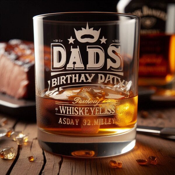 Personalized Deep Engraved Dad's Birthday Party whiskey Bar Glasses - Custom Gift for Dad name, logo, photo, monogram deep engraving whiskey glass