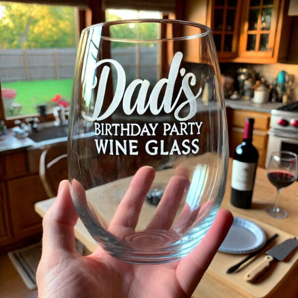 Personalized Deep Engraved Dad's Birthday Party wine Bar Glasses - Custom Gift for Dad