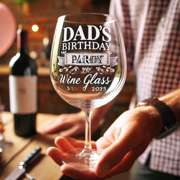 Personalized Deep Engraved Dad's Birthday Party wine Bar Glasses - Custom Gift for Dad