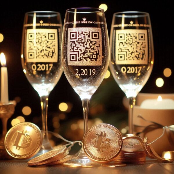 Personalized Deep Engraved Champagne, with QR Code Engraving Deep Engraved Personalized QR on Bar ware Glasses