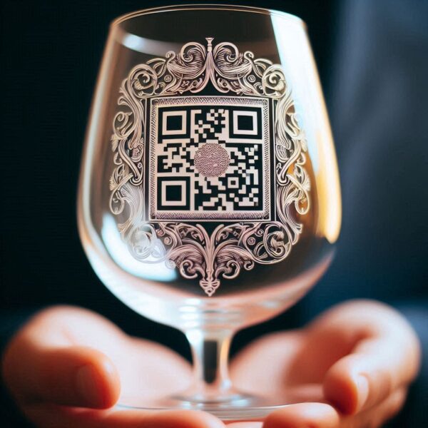 Personalized Deep Engraved Wine Glass with QR Code Engraving