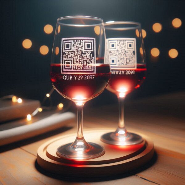 Personalized Deep Engraved Wine Glass with QR Code Engraving