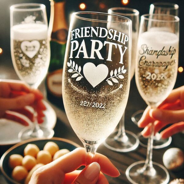 Personalized Deep Engraved Friendship Champagne Glasses - The Perfect Gift for Every Event glass deep engraving name, logo, monogram, photo, love symbol all type deep engraving Champagne