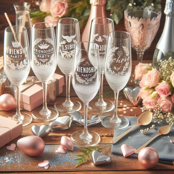 Personalized Deep Engraved Friendship Champagne Glasses - The Perfect Gift for Every Event glass deep engraving name, logo, monogram, photo, love symbol all type deep engraving Champagne