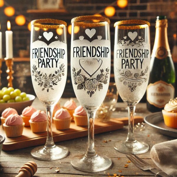 Personalized Deep Engraved Friendship Champagne Glasses - The Perfect Gift for Every Event glass deep engraving name, logo, monogram, photo, love symbol all type deep engraving Champagne