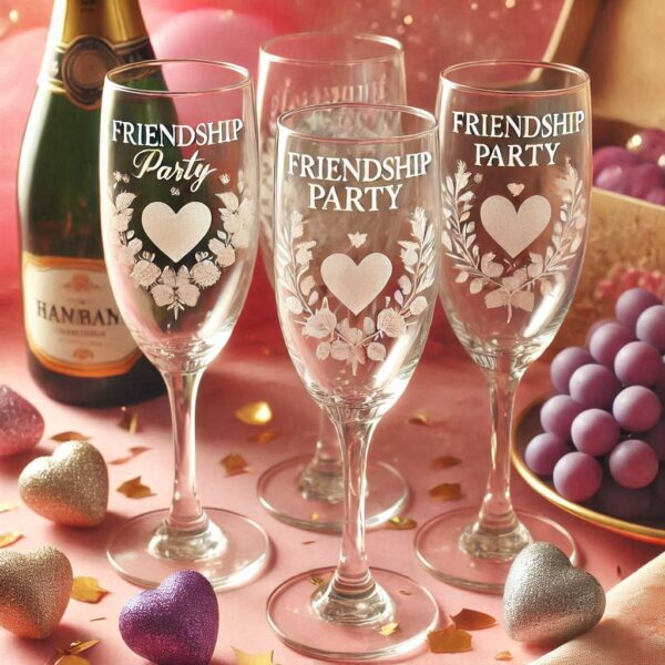 Personalized Deep Engraved Friendship Champagne Glasses - The Perfect Gift for Every Event glass deep engraving name, logo, monogram, photo, love symbol all type deep engraving Champagne