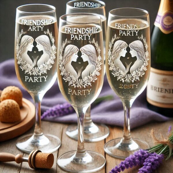 Personalized Deep Engraved Friendship Champagne Glasses - The Perfect Gift for Every Event glass deep engraving name, logo, monogram, photo, love symbol all type deep engraving Champagne