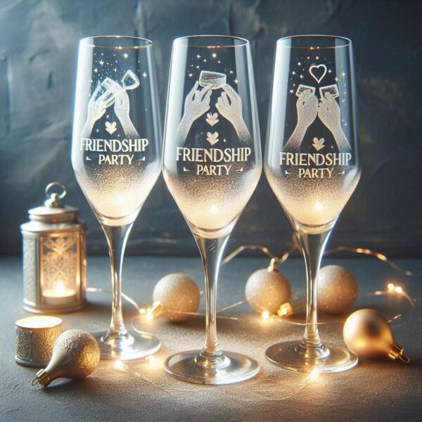 Personalized Deep Engraved Friendship Champagne Glasses - The Perfect Gift for Every Event glass deep engraving name, logo, monogram, photo, love symbol all type deep engraving Champagne