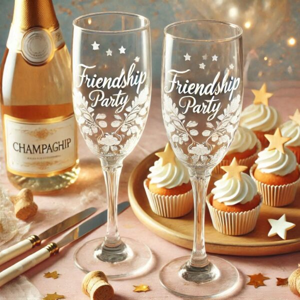 Personalized Deep Engraved Friendship Champagne Glasses - The Perfect Gift for Every Event glass deep engraving name, logo, monogram, photo, love symbol all type deep engraving Champagne