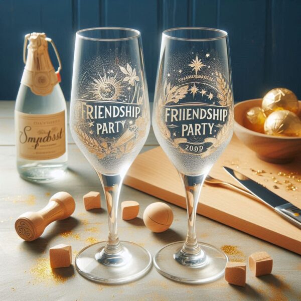 Personalized Deep Engraved Friendship Champagne Glasses - The Perfect Gift for Every Event glass deep engraving name, logo, monogram, photo, love symbol all type deep engraving Champagne