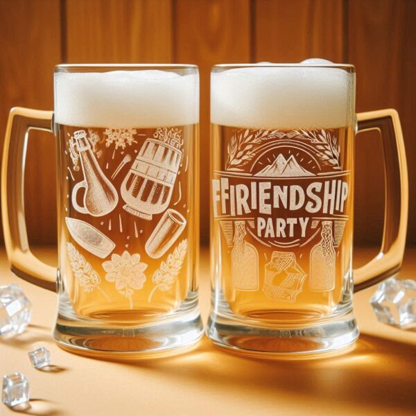 Personalized Deep Engraved Friendship beer mug Glasses - The Perfect Gift for Every Event deep engraving name, logo, monogram, photo, love symbol all type deep engraving Champagne