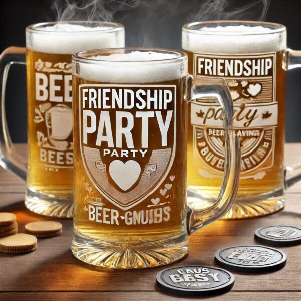 Personalized Deep Engraved Friendship beer mug Glasses - The Perfect Gift for Every Event deep engraving name, logo, monogram, photo, love symbol all type deep engraving Champagne