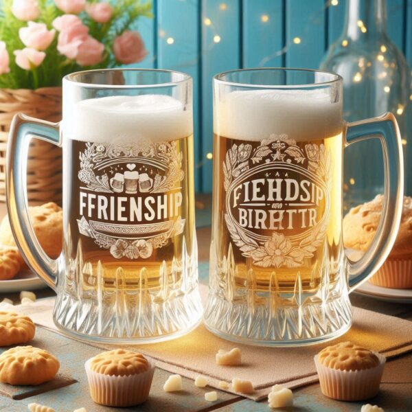 Personalized Deep Engraved Friendship beer mug Glasses - The Perfect Gift for Every Event deep engraving name, logo, monogram, photo, love symbol all type deep engraving Champagne