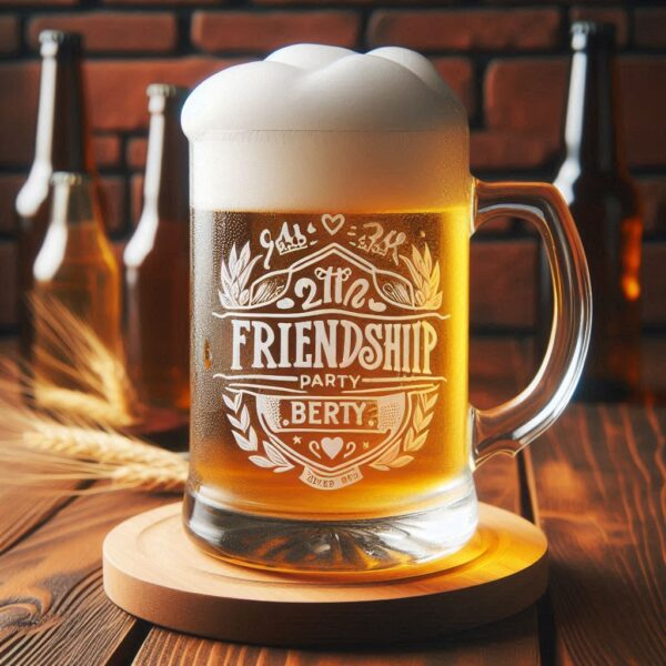 Personalized Deep Engraved Friendship beer mug Glasses - The Perfect Gift for Every Event deep engraving name, logo, monogram, photo, love symbol all type deep engraving Champagne