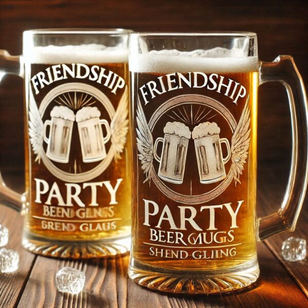 Personalized Deep Engraved Friendship beer mug Glasses - The Perfect Gift for Every Event deep engraving name, logo, monogram, photo, love symbol all type deep engraving Champagne