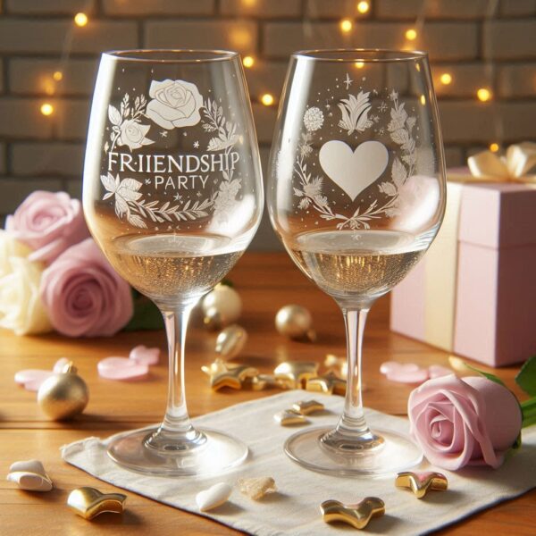 Personalized Deep Engraved Friendship wine Glasses - The Perfect Gift for Every Event wine glass deep engraving name, logo, monogram, photo, love symbol all type deep engraving